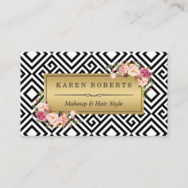 Makeup Artist Floral Gold Abstract Geometric Visitekaartje