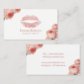 Makeup Artist  Floral Roos Gold Lips Visitekaartje (Voorkant / Achterkant)