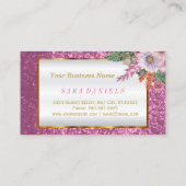 Makeup Artist - Floral roze glitter Lip Design Visitekaartje (Achterkant)