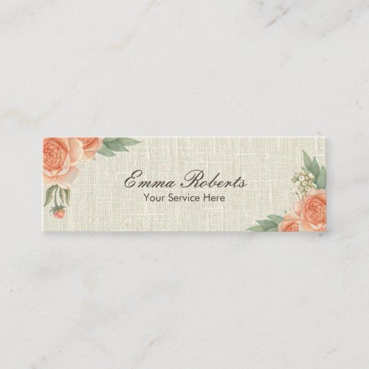Makeup Artist  Floral Rustic Burlap Mini Visitekaartje (Voorkant)