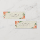 Makeup Artist  Floral Rustic Burlap Mini Visitekaartje (Voorkant / Achterkant)