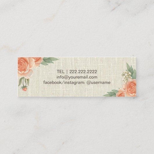 Makeup Artist  Floral Rustic Burlap Mini Visitekaartje (Achterkant)