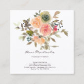 Makeup Artist Floral Waterverf Boho Vierkante Visitekaartje (Achterkant)
