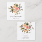 Makeup Artist Floral Waterverf Boho Vierkante Visitekaartje (Voorkant / Achterkant)