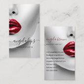 Makeup Artist Foto rode lippen lippenstifsklak Visitekaartje (Voorkant / Achterkant)
