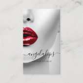 Makeup Artist Foto rode lippen lippenstifsklak Visitekaartje (Voorkant)