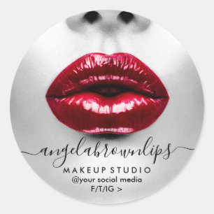 Makeup Artist Fotolippenstift glanzende rode lippe Ronde Sticker