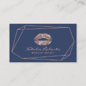 Makeup Artist Geometric Roos Gold Lips Navy Blue Visitekaartje (Voorkant)