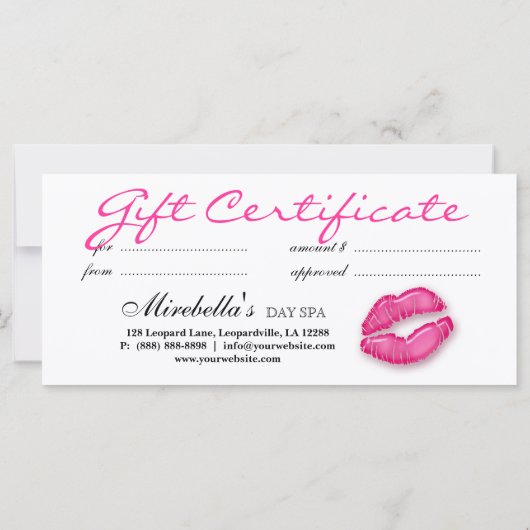 Makeup Artist Gift Certificate Roze (Achterkant)