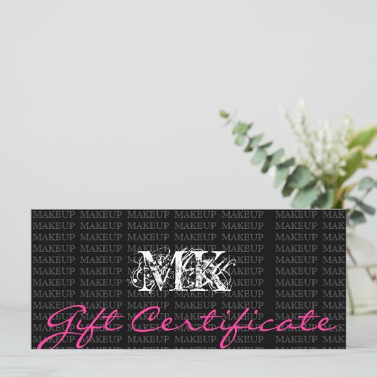 Makeup Artist Gift Certificate Roze (Staand voorkant)