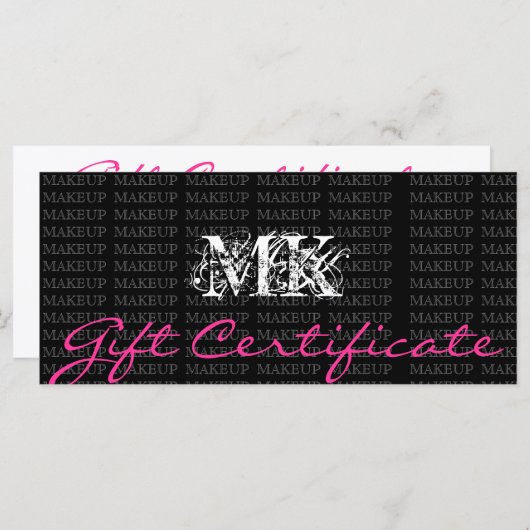 Makeup Artist Gift Certificate Roze (Voorkant / Achterkant)
