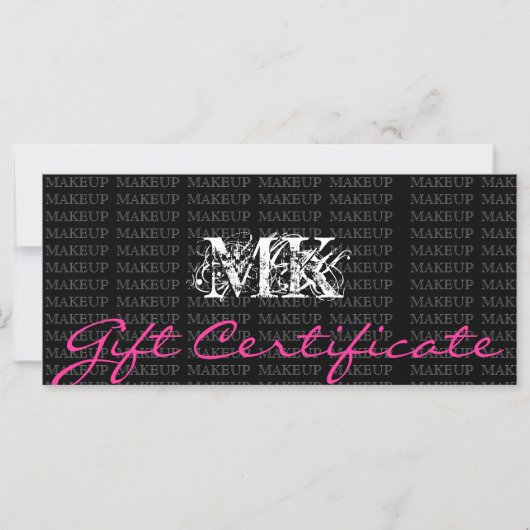 Makeup Artist Gift Certificate Roze (Voorkant)