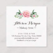 Makeup Artist Girly Romantic Floral Wrapping Vierkante Visitekaartje (Achterkant)