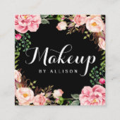 Makeup Artist Girly Romantic Floral Wrapping Vierkante Visitekaartje (Voorkant)