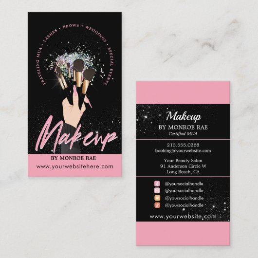 Makeup Artist Glam MUA Beauty Salon Beautician Visitekaartje (Voorkant / Achterkant)