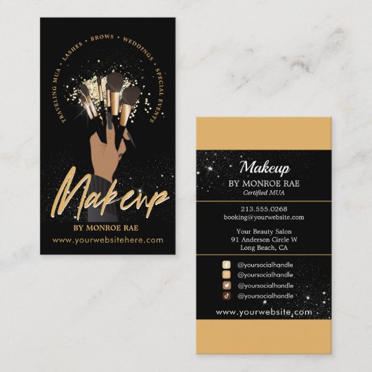 Makeup Artist Glam MUA Beauty Salon Logo Business Visitekaartje (Voorkant / Achterkant)