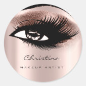Makeup Artist Glitter Eyelashes Brown Beauty Ronde Sticker (Voorkant)