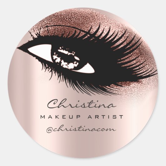 Makeup Artist Glitter Eyelashes Brown Instagra Ronde Sticker (Voorkant)