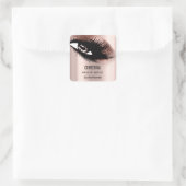 Makeup Artist Glitter Eyelashes Roos Gold Vierkante Sticker (Tas)