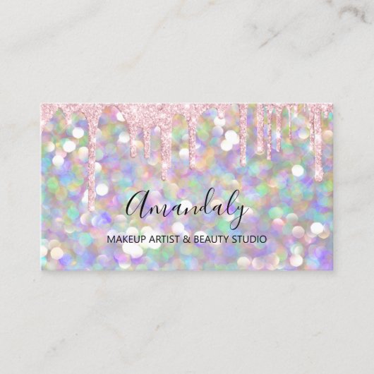 Makeup Artist Glitter Gold 3D Glitter Pink Glitter Visitekaartje (Voorkant)