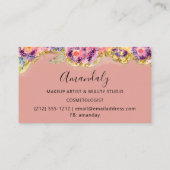 Makeup Artist Glitter Gold Cosmetics Floral Visitekaartje (Achterkant)
