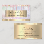 Makeup Artist Glitter Gold Framed Spark Glitter Visitekaartje (Voorkant / Achterkant)
