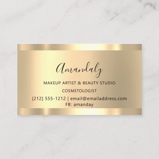 Makeup Artist Glitter Gold Framed Spark Glitter Visitekaartje (Achterkant)