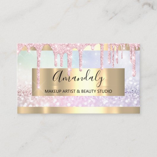 Makeup Artist Glitter Gold Framed Spark Glitter Visitekaartje (Voorkant)