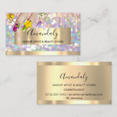Makeup Artist Glitter Gold Nail Artist Glitter Visitekaartje (Voorkant / Achterkant)