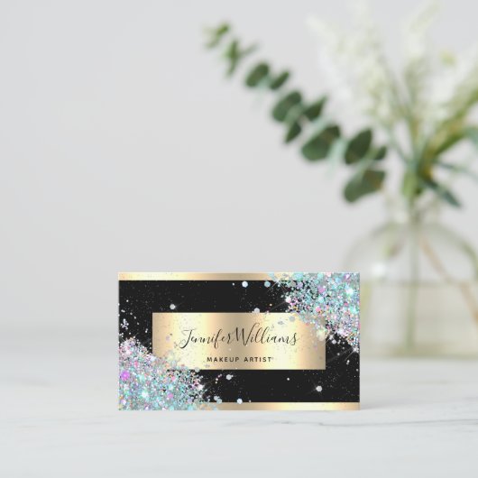 Makeup Artist Glitter Holographic Glitter Gold Visitekaartje (Staand voorkant)