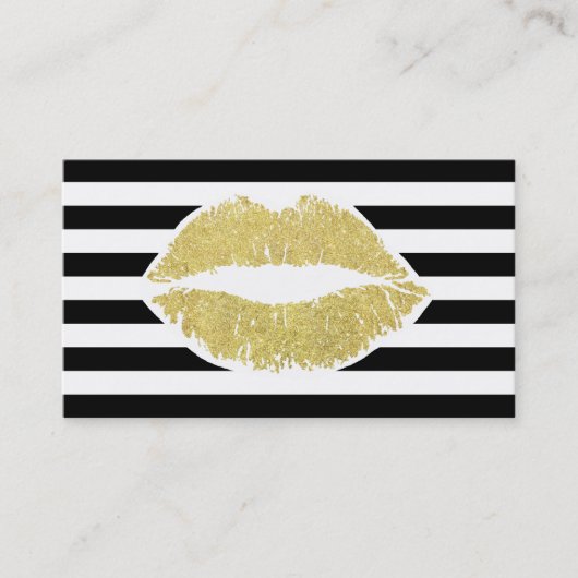 Makeup Artist | Glitter Lips Moderne Stripes Visitekaartje (Voorkant)