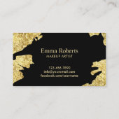 Makeup Artist Glitter Lips Trendy Black & Gold Visitekaartje (Achterkant)