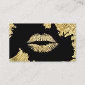 Makeup Artist Glitter Lips Trendy Black & Gold Visitekaartje (Voorkant)