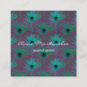 Makeup Artist Glitter Peacock Feather Vierkante Visitekaartje (Voorkant)