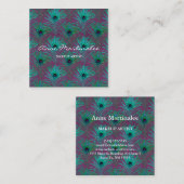 Makeup Artist Glitter Peacock Feather Vierkante Visitekaartje (Voorkant / Achterkant)