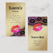 Makeup Artist Glossy Lips N Lace Pink Oranje Gold Visitekaartje (Voorkant / Achterkant)