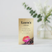 Makeup Artist Glossy Lips N Lace Pink Oranje Gold Visitekaartje (Staand voorkant)