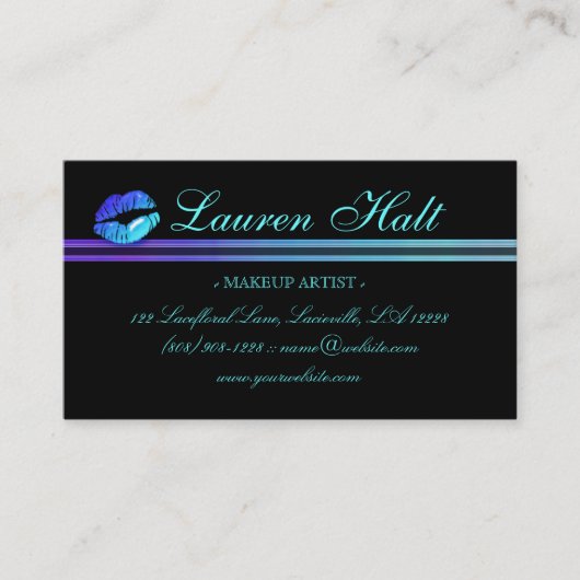 Makeup Artist Glossy Mini Lips N Lace Blue Visitekaartje (Voorkant)