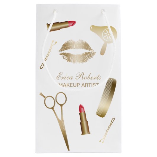 Makeup Artist Gold Beauty Salon Cosmetics Klein Cadeauzakje (Achterkant)