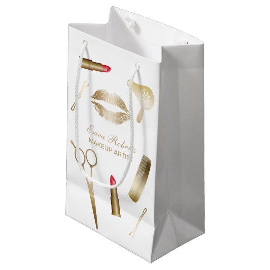 Makeup Artist Gold Beauty Salon Cosmetics Klein Cadeauzakje (Voorkant Gekanteld)