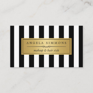 Makeup Artist Gold Bow en Black White Stripes Visitekaartje