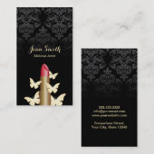 Makeup Artist Gold Butterflies  Damask Visitekaartje (Voorkant / Achterkant)