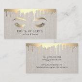 Makeup Artist Gold Drift Lashes Salon Classy Linen Visitekaartje (Voorkant / Achterkant)