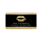 Makeup Artist Gold Glitter Lips Beauty Salon Etiket (Voorkant)