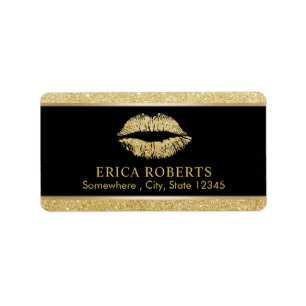 Makeup Artist Gold Glitter Lips Beauty Salon Etiket