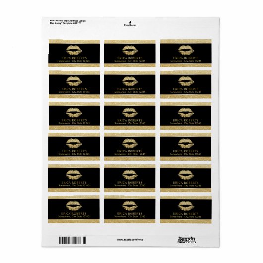 Makeup Artist Gold Glitter Lips Beauty Salon Etiket (Full Sheet)