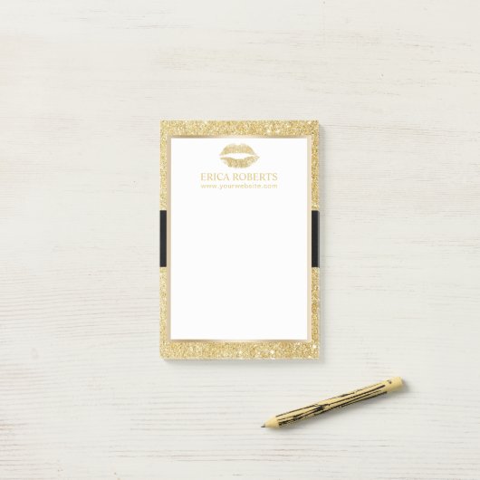 Makeup Artist Gold Glitter Lips Beauty Salon Post-it® Notes (Op bureau)