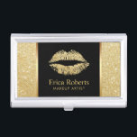 Makeup Artist Gold Glitter Lips Beauty Salon Visitekaarthouder<br><div class="desc">Makeup Artist Gold Glitter Lips Modern Beauty Salon Business Card Holder.</div>