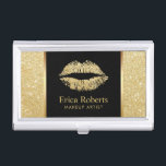 Makeup Artist Gold Glitter Lips Beauty Salon Visitekaarthouder<br><div class="desc">Makeup Artist Gold Glitter Lips Modern Beauty Salon Business Card Holder.</div>