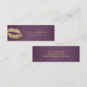 Makeup Artist Gold Glitter Lips Moderne Paars Mini Visitekaartje (Voorkant / Achterkant)